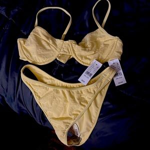 Swim set from pacsun yellow with flowers size small